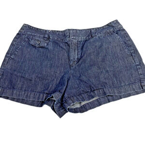 Ann Taylor Loft Blue Denim Shorts Size 12 100% Cotton Chino Classic Preppy Y2K